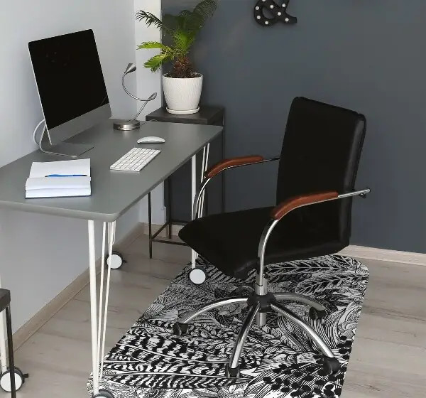 Tappeto sedia ufficio Foglie In Bianco E Nero
