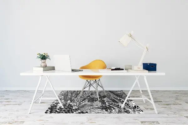 Tappeto sedia ufficio Foglie In Bianco E Nero