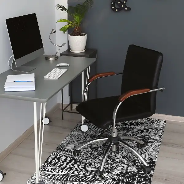 Tappeto sedia ufficio Foglie In Bianco E Nero