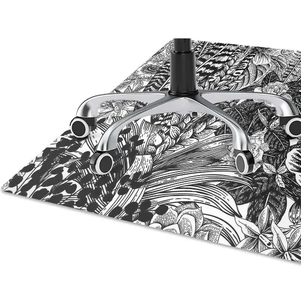 Tappeto sedia ufficio Foglie In Bianco E Nero
