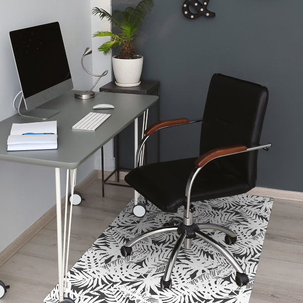 Tappeto sedia ufficio Foglie In Bianco E Nero