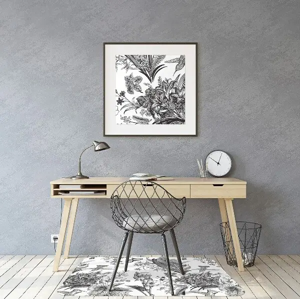 Tappeto per sedia con ruote Giardino Bianco E Nero