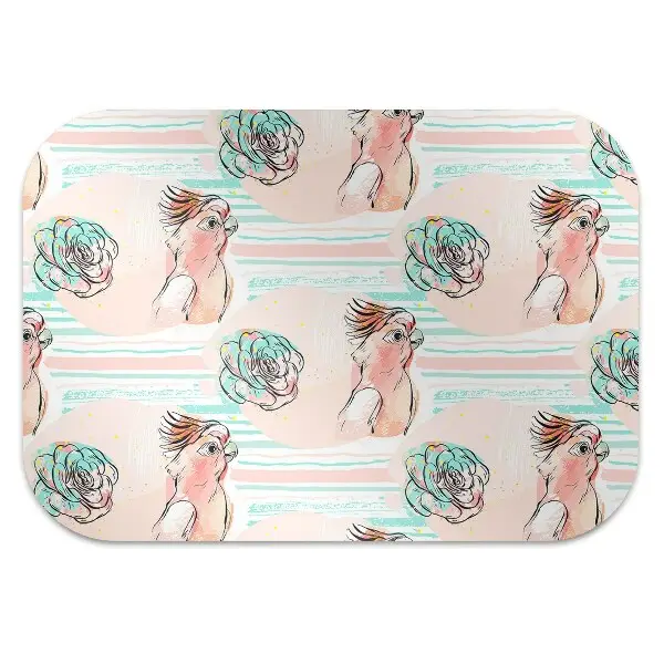 Tappeto per sedia con ruote Pappagalli Rosa