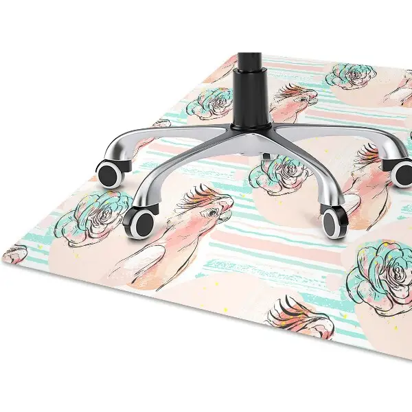 Tappeto per sedia con ruote Pappagalli Rosa
