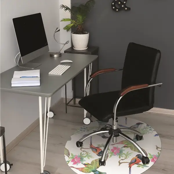 Tappeto per sedia con ruote Uccelli Colorati