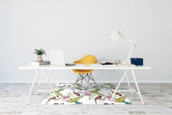 Tappeto per sedia con ruote Uccelli Colorati