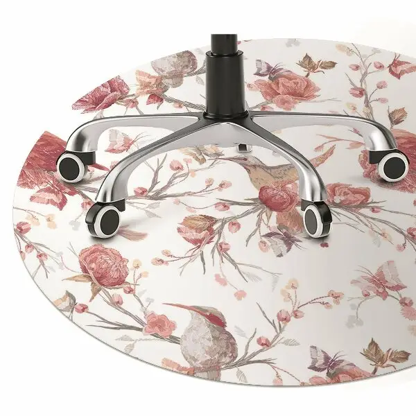 Tappeto per sedia con ruote Uccelli Rossi