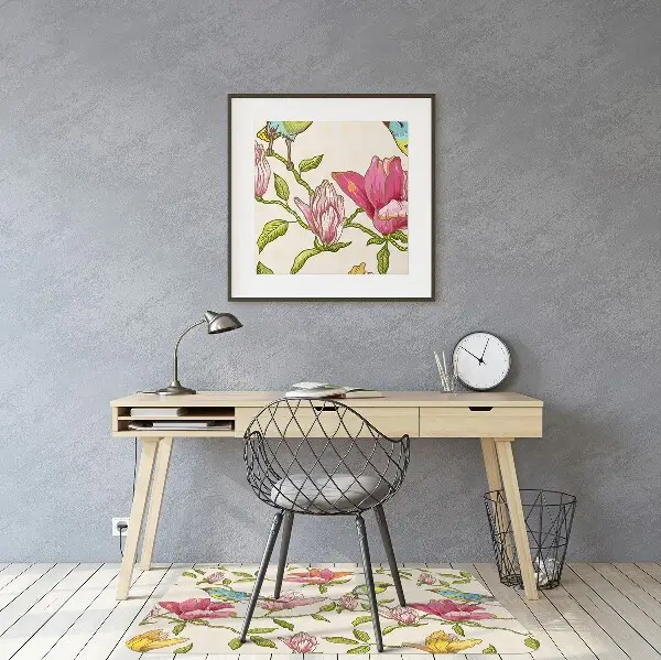 Tappeto per sedia con ruote Fiori E Uccelli