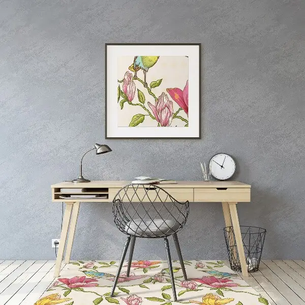 Tappeto per sedia con ruote Fiori E Uccelli