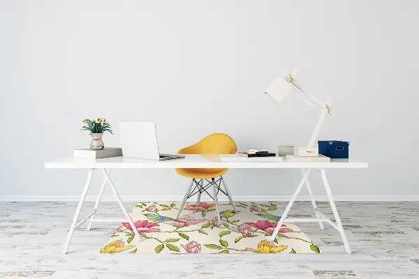 Tappeto per sedia con ruote Fiori E Uccelli