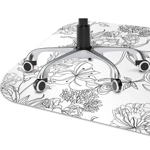 Tappeto sedia ufficio Fiori In Bianco E Nero