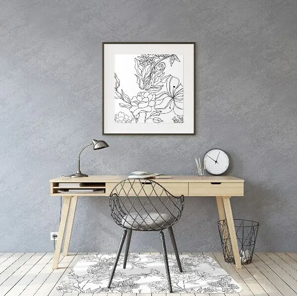 Tappeto sedia ufficio Fiori In Bianco E Nero