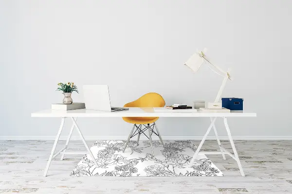 Tappeto sedia ufficio Fiori In Bianco E Nero