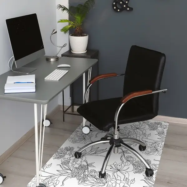 Tappeto sedia ufficio Fiori In Bianco E Nero