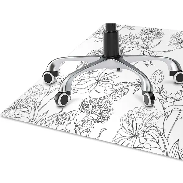 Tappeto sedia ufficio Fiori In Bianco E Nero