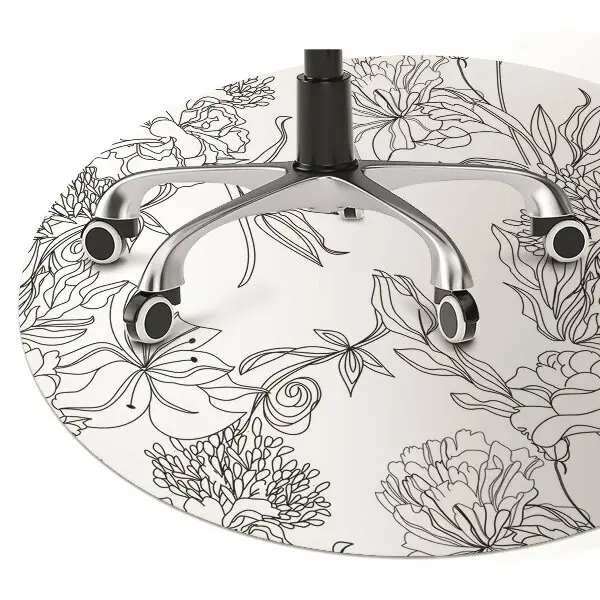 Tappeto sedia ufficio Fiori In Bianco E Nero