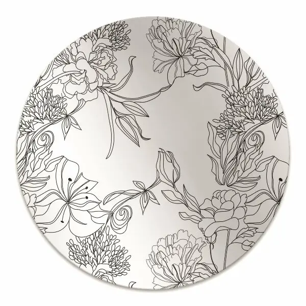 Tappeto sedia ufficio Fiori In Bianco E Nero