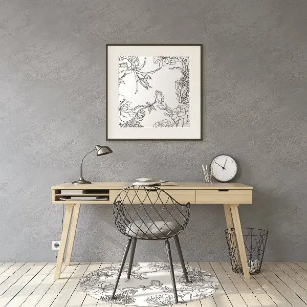 Tappeto sedia ufficio Fiori In Bianco E Nero