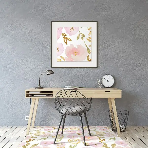 Tappeto per sedia con ruote Fiori Rosa