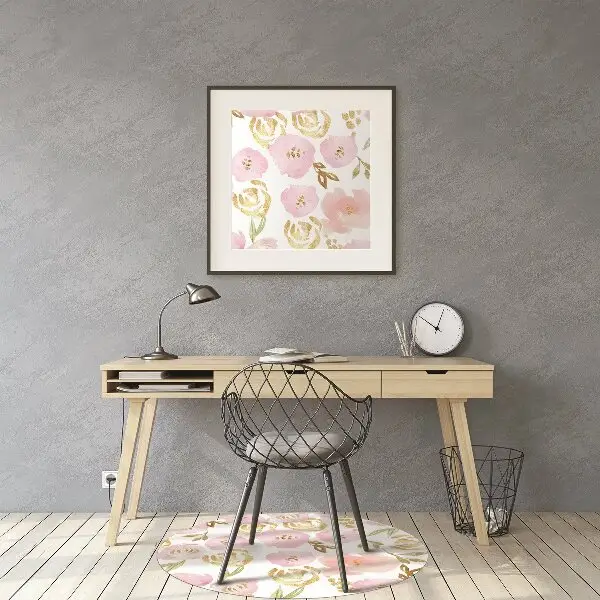 Tappeto per sedia con ruote Fiori Rosa