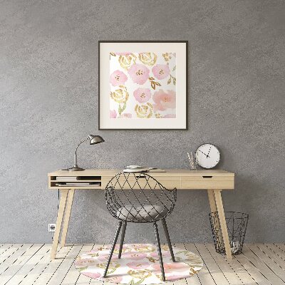 Tappeto per sedia con ruote Fiori Rosa