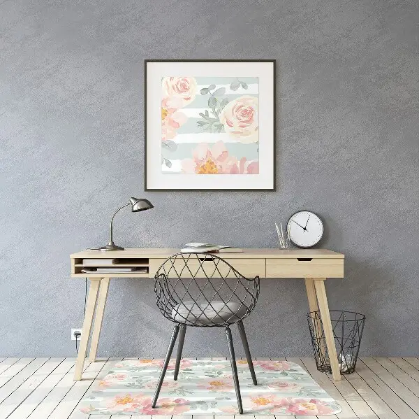 Tappeto per sedia con ruote Fiori Rosa