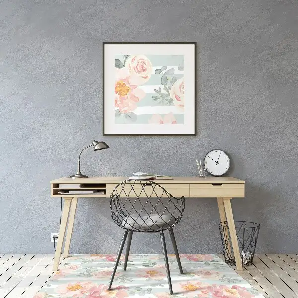 Tappeto per sedia con ruote Fiori Rosa