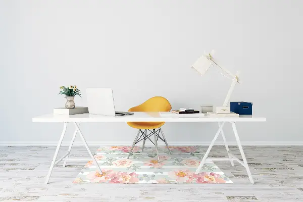 Tappeto per sedia con ruote Fiori Rosa