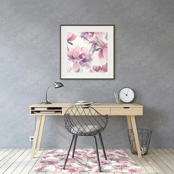 Tappeto per sedia con ruote Fiori Rosa
