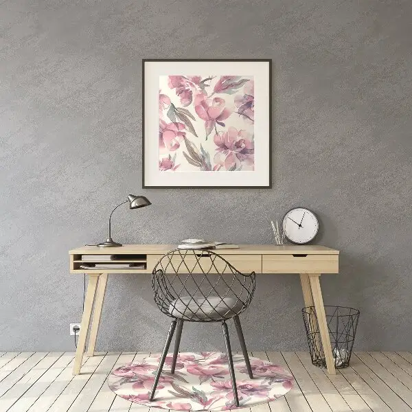 Tappeto per sedia con ruote Fiori Rosa