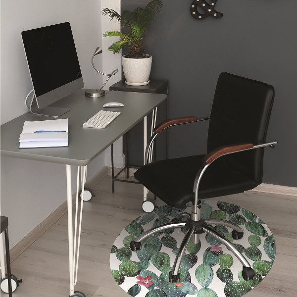 Tappeto per sedia con ruote Cactus Con Fiori