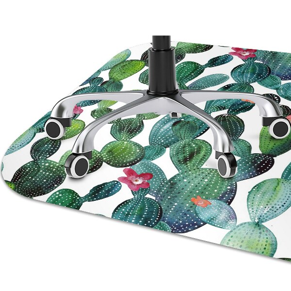Tappeto per sedia con ruote Cactus Con Fiori