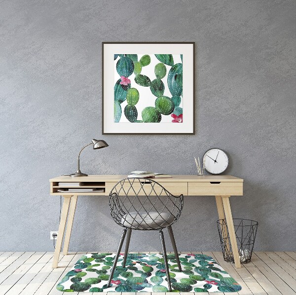 Tappeto per sedia con ruote Cactus Con Fiori