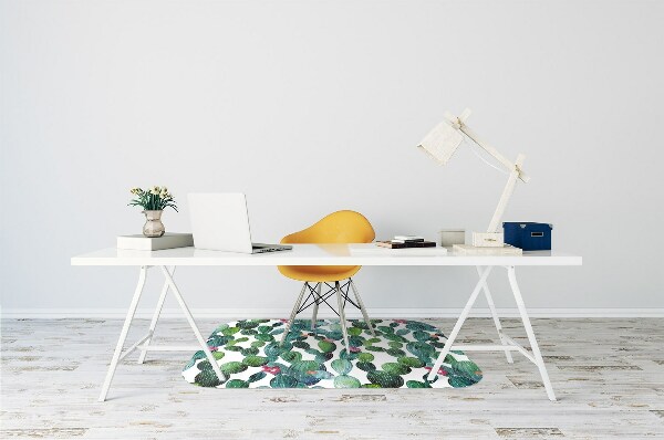Tappeto per sedia con ruote Cactus Con Fiori
