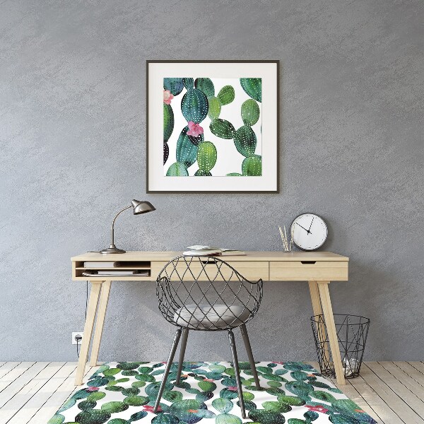Tappeto per sedia con ruote Cactus Con Fiori