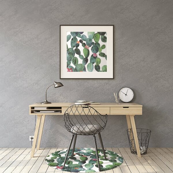 Tappeto per sedia con ruote Cactus Con Fiori