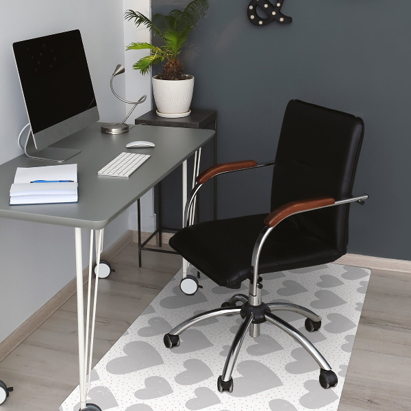 Tappeto per sedia con ruote Cuori Grigi
