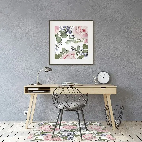 Tappeto per sedia con ruote Rose Ad Acquerello