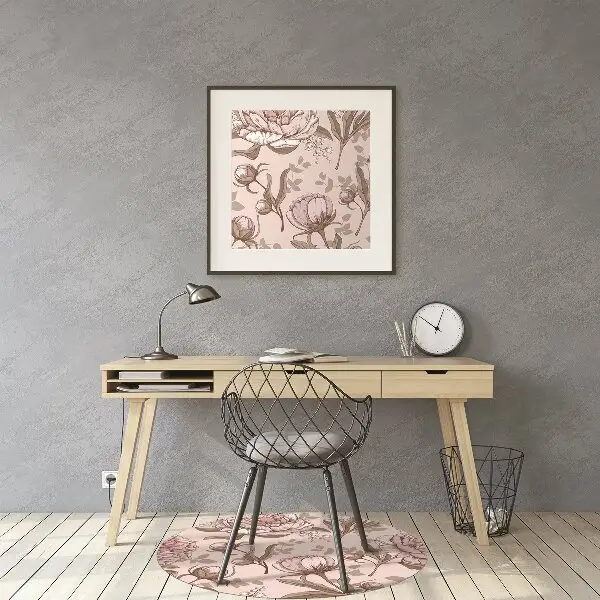 Tappeto per sedia con ruote Peonie Rosa