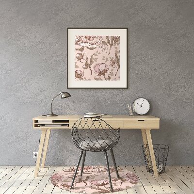 Tappeto per sedia con ruote Peonie Rosa