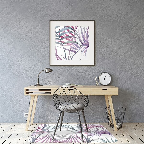 Tappeto per sedia con ruote Foglie Rosa
