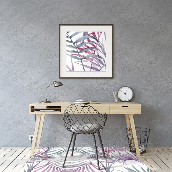 Tappeto per sedia con ruote Foglie Rosa
