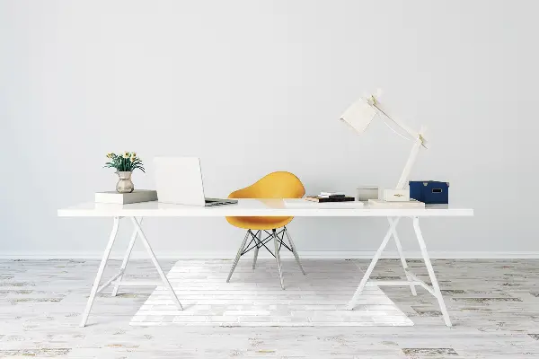 Tappeto per sedia con ruote Mattone Bianco