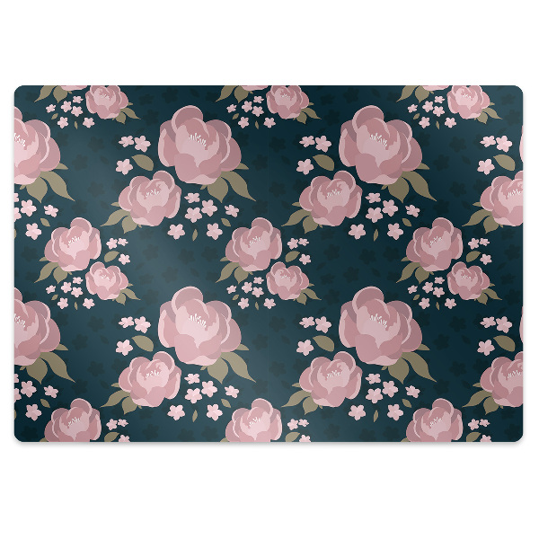 Tappeto per sedia con ruote Fiori Rosa