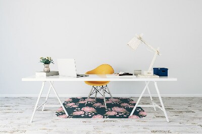 Tappeto per sedia con ruote Fiori Rosa
