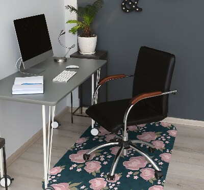 Tappeto per sedia con ruote Fiori Rosa