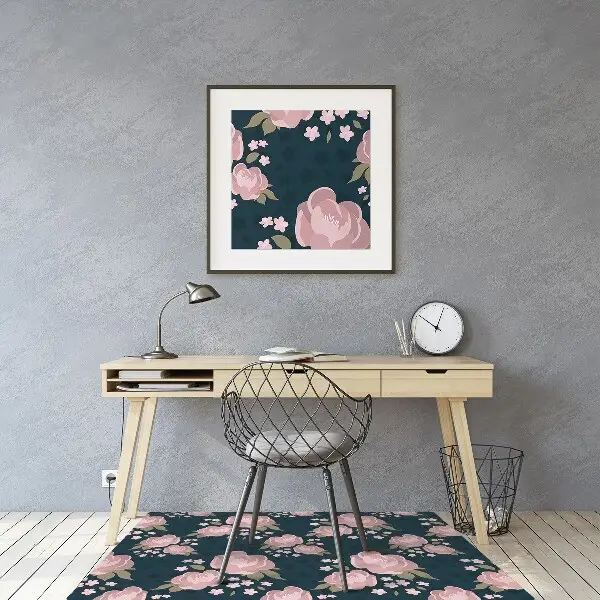Tappeto per sedia con ruote Fiori Rosa