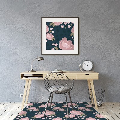 Tappeto per sedia con ruote Fiori Rosa