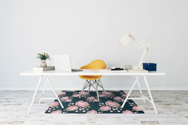 Tappeto per sedia con ruote Fiori Rosa