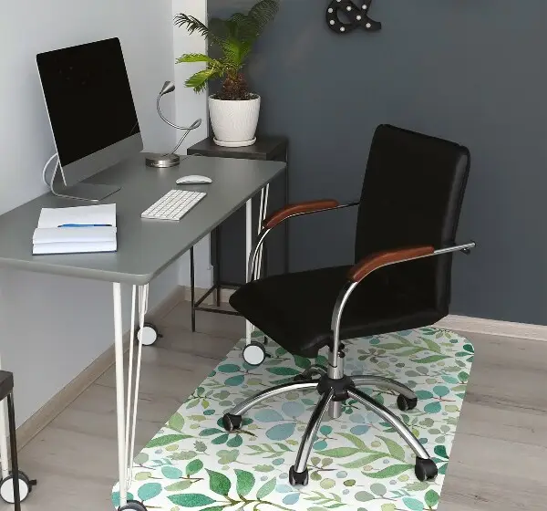 Tappeto per sedia con ruote Foglie Verdi
